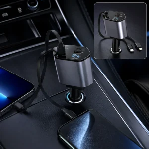 4-In-1 Car Charger – Dual Cables & 120W Super Fast Power - Image 1