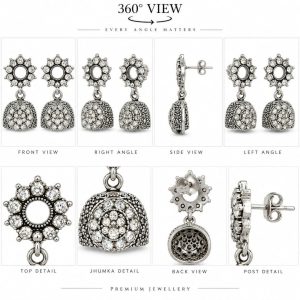 Traditional Stone-Studded Bell Drop Earrings | Premium Imitation Jewelry - Image 4