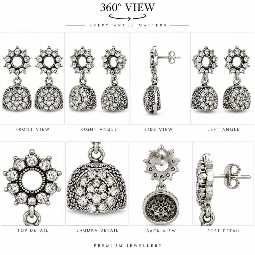 Traditional Stone-Studded Bell Drop Earrings | Premium Imitation Jewelry