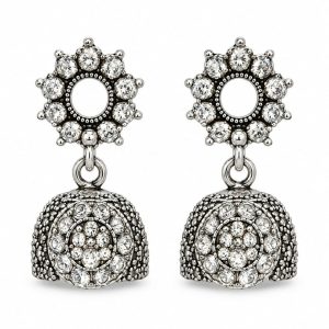 Traditional Stone-Studded Bell Drop Earrings | Premium Imitation Jewelry - Image 3