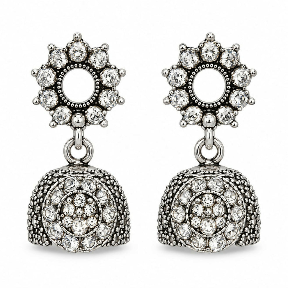Traditional Stone-Studded Bell Drop Earrings | Premium Imitation Jewelry